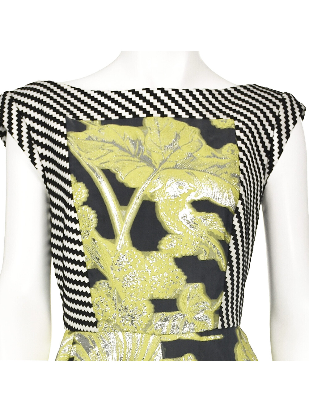 TALBOT RUNHOF Fit & Flare Mini Dress, Yellow, Gray & Silver, SZ 8 NWT @ $2995 - Picture 2 of 9